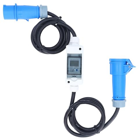 Marhynchus Prise CEE, 16 A 3 Broches IP65 étanche avec Wattmètre Numérique LCD, Mémoire de Panne de Courant et Affichage rétroéclairé pour Machines Industrielles de Voiture électrique RV