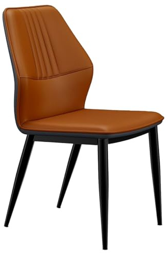 Klädda Sidostolar Moderna Köksstolar Läderklädd Accentstol För Kontor Med Metallben Receptionsstol Med Mjuk Dyna För Kök, Sovrum(Orange)