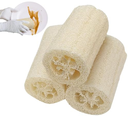 Naturliga luffasvampar – 10 cm biologiskt nedbrytbar skrubber | exfolierande kroppsbadsvamp | komposterbar kökssvamp, ekologisk luffa-fiberhudvård, reptålig hushållsrengöringspaket
