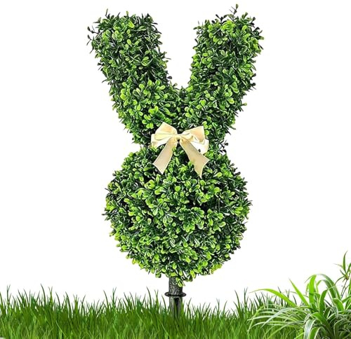 Albero Coniglio Artificiale,Decorazione Primaverile per Esterno con Coniglietto e Picchetto | Addobbo Pasquale per Esterni a Forma di Coniglio | Per Cortile, Patio, Giardino, Porta D'Ingresso, Prato