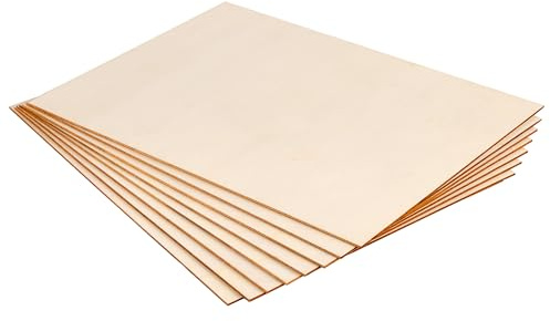 UNGFEI 8-pack A3 plywoodlakan, 3 mm tjockt obehandlat träark, A3 plywoodskivark för hantverk, målning, gravering, laserskärning, (420 x 300 mm)