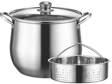 Pentola Per Zuppa Di Pesce, Pentola Per Brodo Con Cestello Per Cottura A Vapore, Pentolas Per Brodo In Acciaio Inossidabile, Pentolas Per Brodos Antiaderente, Stufati E Pasta(26cm/9L)
