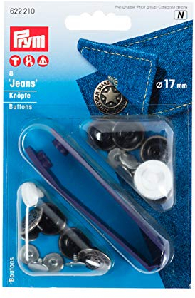 PRYM 622210 Nähfrei-Jeans-Knöpfe American Star Messing 17 mm altsilber