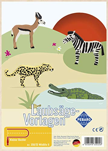 Pebaro 350/2S Laubsägevorlage Wildlife II, 3mm Sperrholz DIN A 4, Motiv vorgedruckt, aussägen mit Laubsägebogen, basteln, anmalen, fertig, Basteln mit Holz, Geschenkidee