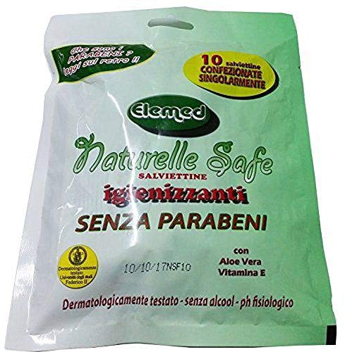 ELEMED NATURELLE SAFE SALVIETTINE IGIENIZZANTI 10PZ SINGOLI