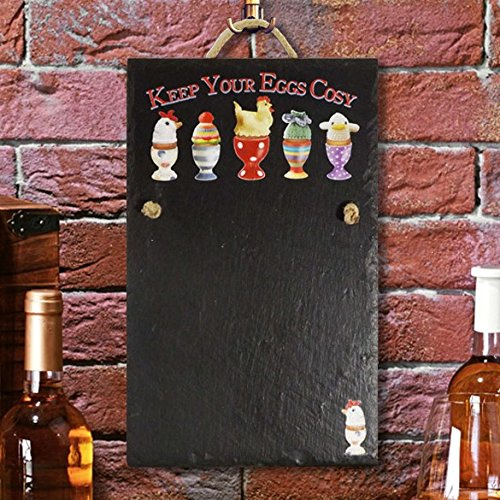 Natural Slate Memo Board - Keep Your Eggs Cosy Design