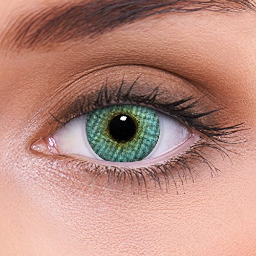 LENZOTICA Mycket täckande naturliga blå kontaktlinser CRYSTAL BLUE + behållare, 1 par (2 stycken), DIA 14.00, utan styrka, 0.00 dioptrier, 3 månaders linser, utan synkorrigering, mjuka linser.