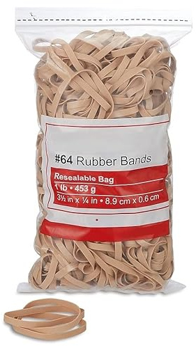 1InTheOffice Rubber Bands Size 64, Quality Multi-Purpose Rubber Bands, 1 lb (380 Bands Per Bag)