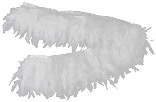 PANAX Echte Truthahnfedern in Weiß auf 200cm Stoffstreifen und ca. 10-15cm Federnlänge - 9 Farbvarianten - Ideal zum Basteln, Fasching, Karneval, Hochzeiten, Dekorationen.