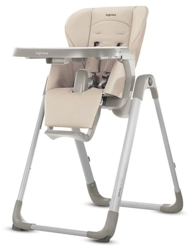Inglesina My Time Seggiolone Pappa, Butter, Reclinabile dalla Nascita ai 36 Mesi, Pieghevole, Design Moderno, Comfort e Igiene Massimi