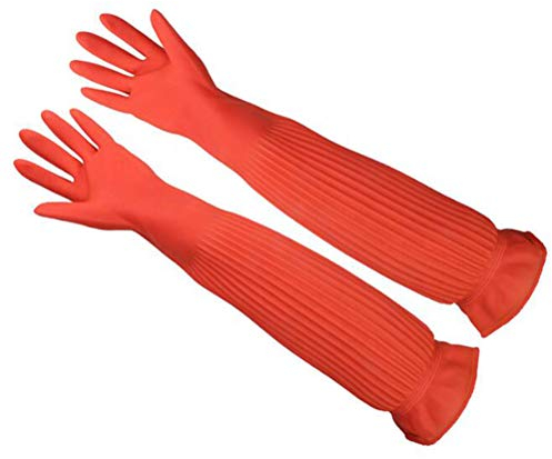Ysoom Aquarium Handschuhe, wasserdicht, Latex, wiederverwendbar, zur Reinigung von Aquarien, verhindert Kontaminationsallergien, 1 Paar 56 cm