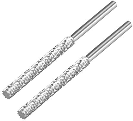 sourcing map HSS Rotary Files 1/8 Shank, Double Cut Top Flat Cylinder Shape Rotary Tool 4mm Dia, for Die Grinder Drill Bit Wood Soft Metal Carving Polishing Model Engineering, 2pcs