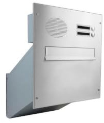 D-241 XXL Edelstahl Mauerdurchwurf Briefkasten mit 2 Klingeln & Sprechsieb (Tiefe: 23-38 cm) - LETTERBOX24.de