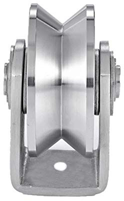 7,6 cm V-Nut-Rad aus Edelstahl mit Rillenrad, robuste Laufrad, starre Lenkrolle, Doppellager für Schwingschiebetor