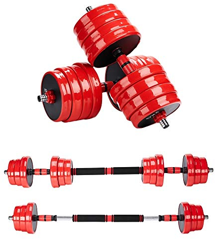 Melko Hantelset 40kg Langhantel mit Gewichten Kurzhantel Hantelstangen Set Langhantelset 4in1 Kurzhantelset verstellbar Hantel Krafttraining