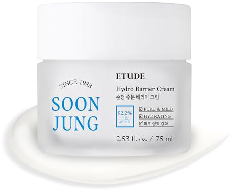 ETUDE Soonjung Hydro Barrier Cream 75 ml (ny version) | Fuktgivande och lugnande kräm | Icke-komedogen, allergivänlig och doftfri fuktkräm för ansiktet