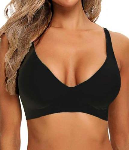 Joligiao Push Up Lingerie Couleur Unie Soutien-Gorge Quotidien Lift Brassière Classiques Soutiens-Gorge sans Armature Doux Brassière avec Coussinets Amovible