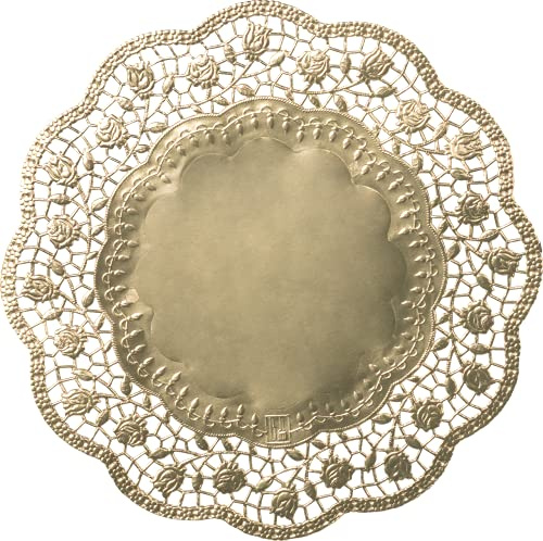 Demmler Tortendekoration/Tortenunterlage/Tortenspitzen - Rund ø 28cm - Farbe: Gold - ästhetische Unterlage für Torten und Kuchen - 100 Stück - Made in Germany