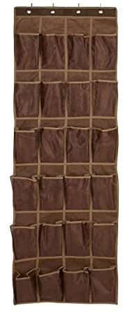 Schuhschrank Hängend - Schuhtasche 24 Fächer - Aufbewahrung von Schuhen an der Tür - Schuhbeutel Braun - Lösung für herumliegende Schuhe - Hochwertiger Schuhschrank