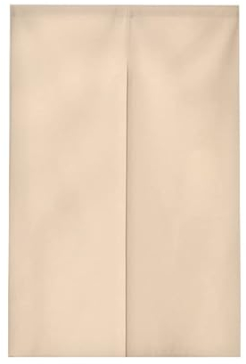 Hiseng Noren Japanischer Stil Lang Vorhänge Einfarbiger Türvorhang aus Baumwolle und Leinen, Raumteiler Vorhang Tapisserie für Café Küche Schlafzimmer Wohnkultur (90x200cm,Beige)