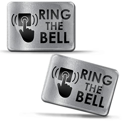 Biomar Labs 2 x 3D Gel Sign Notification Symbol Ring The Bell Doorbell Stickers Silver Marking for Gate Door KS 164