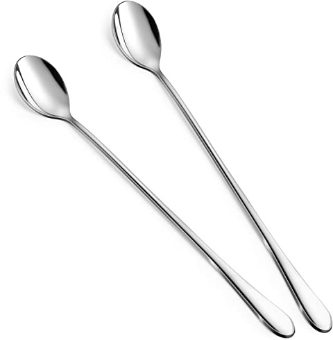 Rainspire 9-Inch Long Coffee Spoons for Coffee Bar, Coffee Stirrers Ice Cream Spoon Tea Spoons Stainless Steel Long Spoon for Cocktail Stirring Iced Tea, Coffee Bar Accessories (2-Pack)