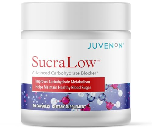 Juvenon SucraLow Advanced Carb Blocker – Supports Blood Sugar, Reduces Carb & Starch Absorption, Aids Metabolism & Limits Fat Storage – Mealtime Supplement for High-Carb Meals (30 Capsules)