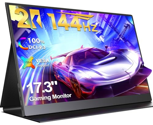 EVICIV Ecran Portable 2K 144Hz 17,3 Pouces Grand Moniteur Mobile avec VESA & Housse de Protection, 2560 * 1440 Boîtier en Aluminium uni Écran IPS pour Ordinateur Portable/PC/Téléphone
