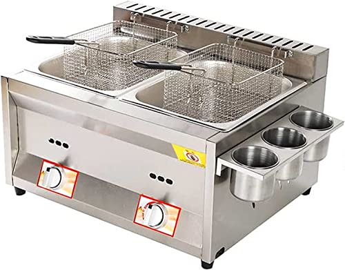 Friteuse à gaz professionnelle, friteuse à réservoir haute capacité en acier inoxydable avec pelle à panier for comptoir de restaurant commercial
