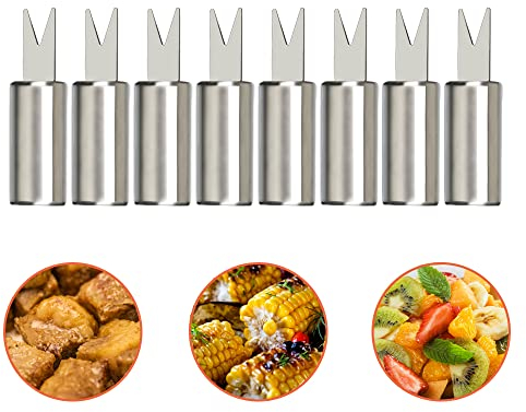 Senzeal 8 Stück Maiskolbenhalter aus Edelstahl für Maiskolben, Grillspieße, Grillgabeln, Spieße für Zuhause, Party, Camping, Kochen, Outdoor, Grill, Picknick