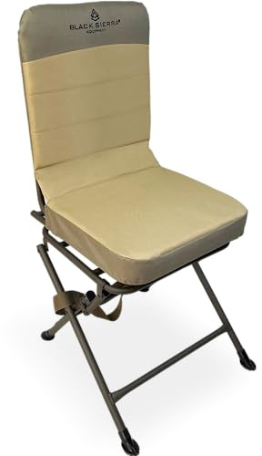 Black Sierra Padded Swivel Hunting Blind Chair - 360 Silent, Heavy Duty, Supports 300 Lbs (Tan)