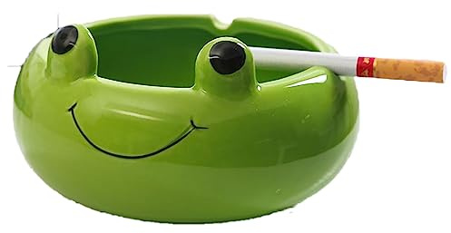 LingXuanGe Keramik-Aschenbecher, niedlicher Frosch-Aschenbecher, kreativer und persönlicher trendiger Haushalts-Frosch-Aschenbecher