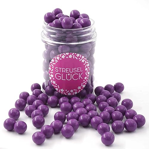 STREUSEL GLÜCK Streusel Tortendeko Schokokugeln lila 90g - Zuckerstreusel Geburtstag Kuchendeko Weihnachten Schokoperlen - Sprinkles Deko Plätzchen Torte Kuchen Cupcakes - essbare Streudeko