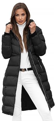 OZONEE Damen Mantel Wintermantel Winterjacke Jacke Parka Übergangsjacke Coat Wärmemantel Wärmejacke Winter Herbst Lang Warm Stehkragen Outdoor Gepolstert 777/7902K/392 SCHWARZ S