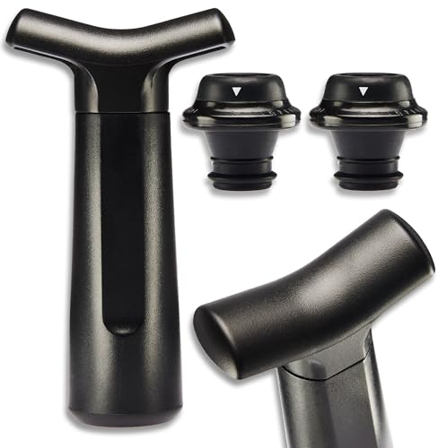 Smart-Planet Vakuum Wein Pumpe mit 2 Stopfen und Datumsanzeige für Wein, Sekt, Whisky Flaschen - luftdicht konservieren - spülmaschinenfest Verschluss Zubehör