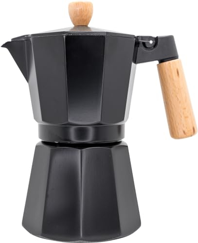 NERTHUS FIH 1252 Caffettiera Italiana a Induzione 6 tazze Design Nero Legno