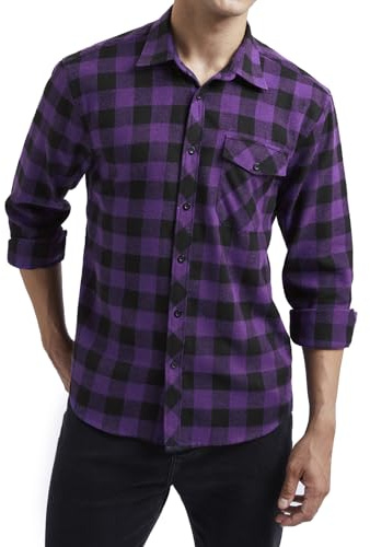 HISDERN Chemise en Flanelle pour Homme à Manches Longues Chemise Chaude à Carreaux Chemise décontractée à Carreaux régulière avec Poche