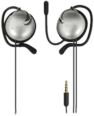 Sony Ear Clip On Headphones | Microphone for Chat Phone & Gaming | Universal 3.5mm Connector Jack | Black/Silver