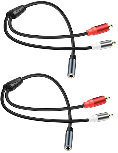JSADZKJ da 3,5 mm a 2 cavi audio RCA da 1/8 a 2RCA Cavo splitter audio a Y placcato in oro per tablet Laptop Headset 0.98ft (2pcs) (Maschio/Femmina)