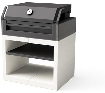TUOZI - Einbaugrill für Holz und Holzkohle Modell KITAWAY Grill OTTE (Grau/Weiß - 84 x 63 x 101 cm) REF: T00574 - Für den Außenbereich