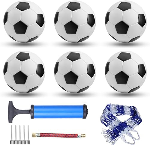 DHYLRICHER 6-pack klassiska fotbollar inkluderar bollpump och nätväska, fotbollsträningsboll övning för barn och vuxna, tävlingsfotboll för inomhus utomhus (storlek 5)
