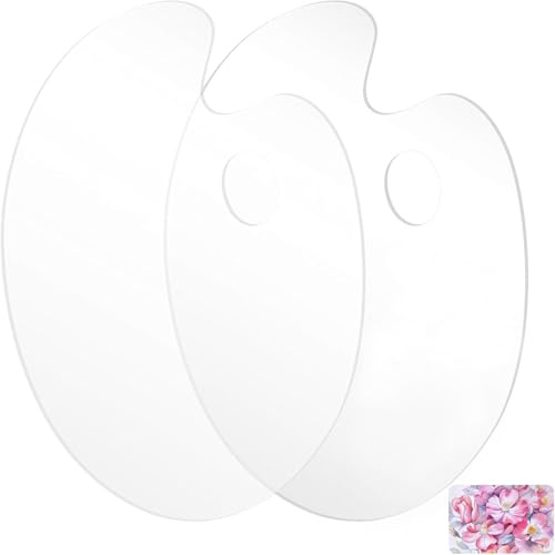 Klar akrylfärgpalett, blandad palett akrylfärger, oval konstpalett, färgpalett blandpalett, transparent oval palett, akryl, för gör-det-själv konstmålning, 20 × 30 cm konstpalett, 2 stycken