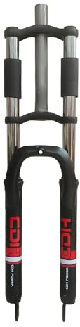 CDHPOWER 26 Bicycle Suspension Fork, Double Shoulder, Triple Tree, 1-1/8 Threadless, 28.6mm Straight Tube, Black, Disc Brake
