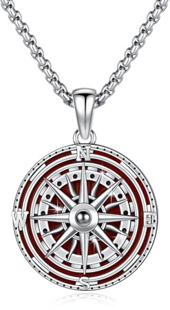 YueYuan kompass halsband 925 sterling silver kompass hänge kedja halsband jul halloween påsk fars dag alla hjärtans dag födelsedag smycken gåvor för make vän far son