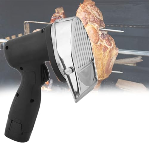 Beachtiful Cuchillo Gyro Kebab Eléctrico inalámbrico, Cortador Shawarma Portátil, Máquina Cortadora de Doner Kebab, Cargador Rápido y 2 Baterías de 16,8 V 2000 mAh, 2 Cuchillas, 80W