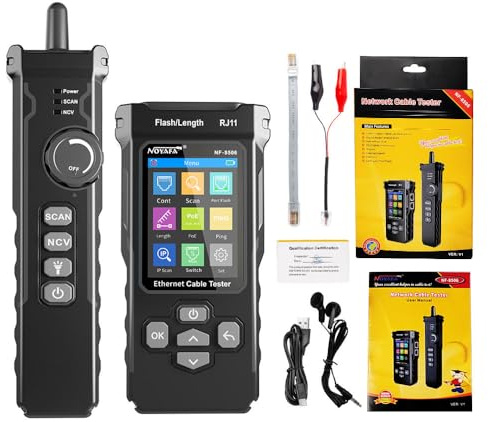 NF-8506 Netzwerk-Kabeltester mit IP-Scanner, TDR, PoE, Ping-Test und Netzwerkgeschwindigkeitstest - Ethernet-Kabeltoner für RJ11/RJ45/CAT5/CAT6 LAN, Telefonkabel-Finder und Port-Flash-Tool (NF-8506)