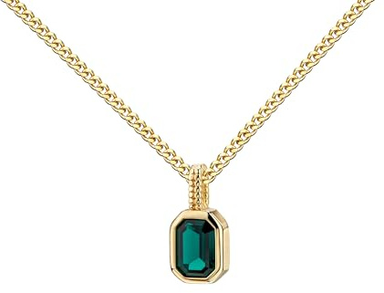 JEVELION Grüner Zirkonia Gold-Anhänger 333 Gelbgold für Damen mit Kette oder ohne Kette + Schmuck-Etui + Echtheitszertifikat