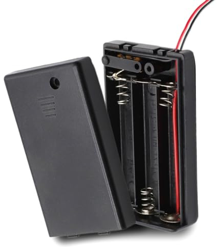TECHZOCO Portapilas con Interruptor ON/Off, Soporte de Batería AA, Caja de Batería, Porta Pilas, Incluye Cable de 200mm, Voltaje Total: 4.5V (1.5V por Pila), Apto para 3 Pilas LR6 AA (FR6, HR6, LR6)