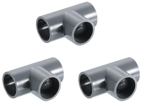 QUARKZMAN 1/2 T de PVC, 3 Piezas Conector de Codo de 3 Vías de Grado de Muebles T de PVC Conector de Codo de Tubería Adaptador de Esquina para Suministros de Agua Construir, Gris