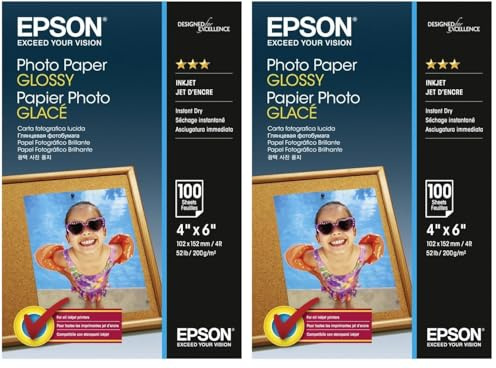 Epson Glossy Photo Paper (100 x 150 mm), 200 g/m2, 100 Blatt (Packung mit 2)